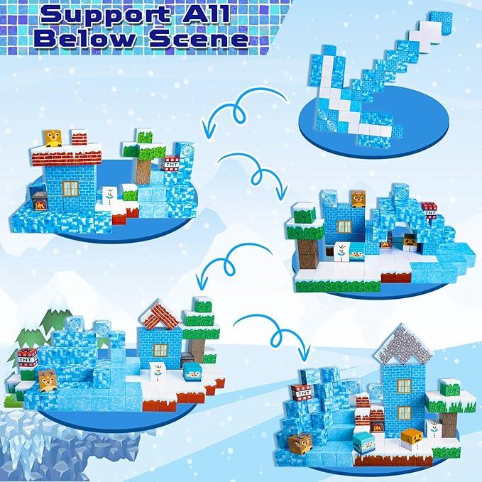 Magnetic Blocks - 100PCS Magnetic Blocks Build Frozen Castle Magnet World - Magnetic Toys for Montessori Toddler Christmas Birthday Gifts