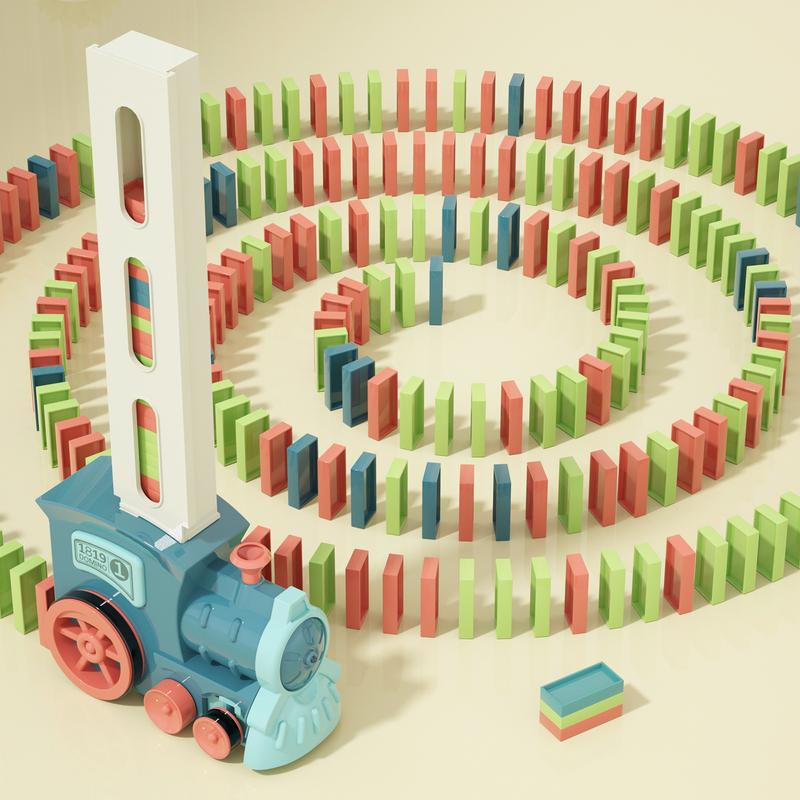 Domino Train Toys: Stacking Dominoes Games - Montessori Toy Interactive Autism Fine Motor Activities Birthday Gift Stocking Stuffer