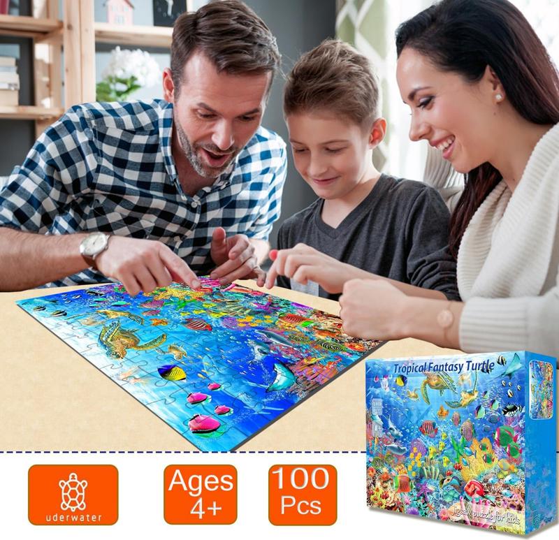 Puzzles for Kids Ages 4-8 Year Old - Underwater World, 100-Piece Jigsaw Puzzle for Kids 4-6-8 Year Old Learning Educational Puzzle Toys Gifts Kids Puzzles Ages 4-8 for Boys and Girls