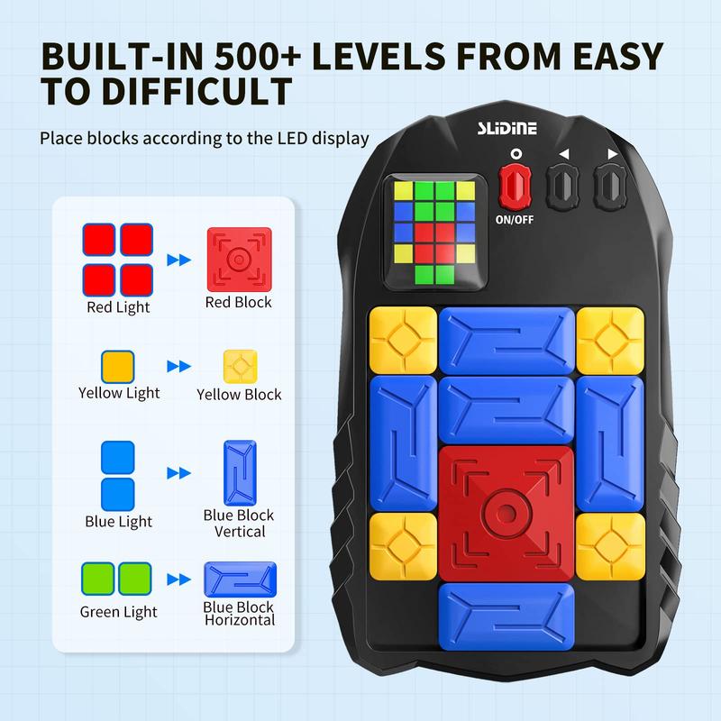 Christmas Gift Super Slide Games Sliding Block Puzzle 500+ Level Slide Puzzle Game Travel Fidget Toys Handheld Games Console STEM Learning Games Brain Teaser Puzzles