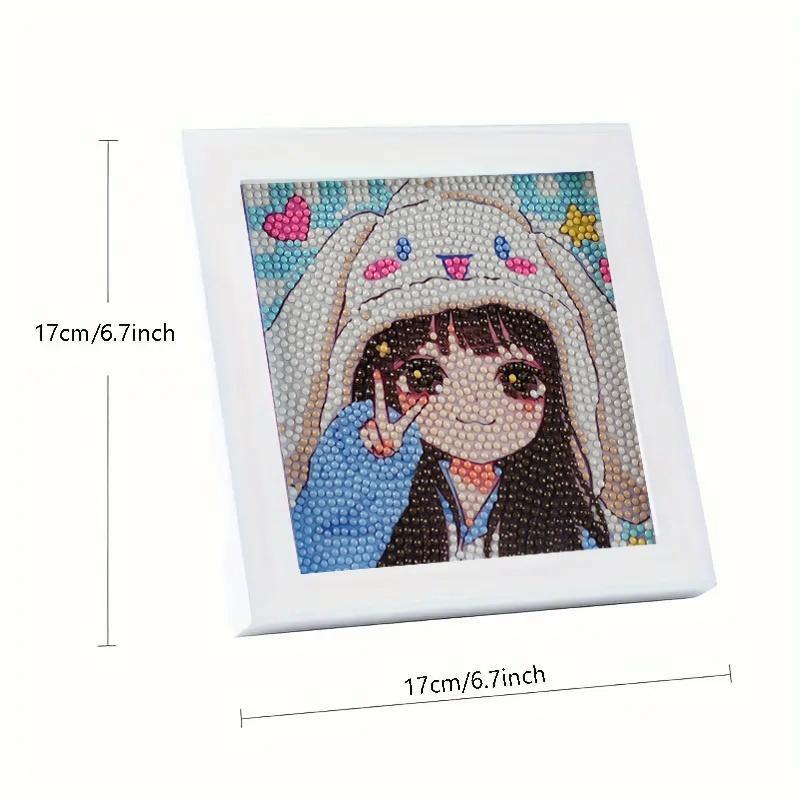 Sanrio Cartoon Anime Theme Diamond Art Painting Kit, 1 Set DIY 5D Diamond Art Painting Kit with Frame, DIY Wall Art Decor for Home, Living Room, Bedroom