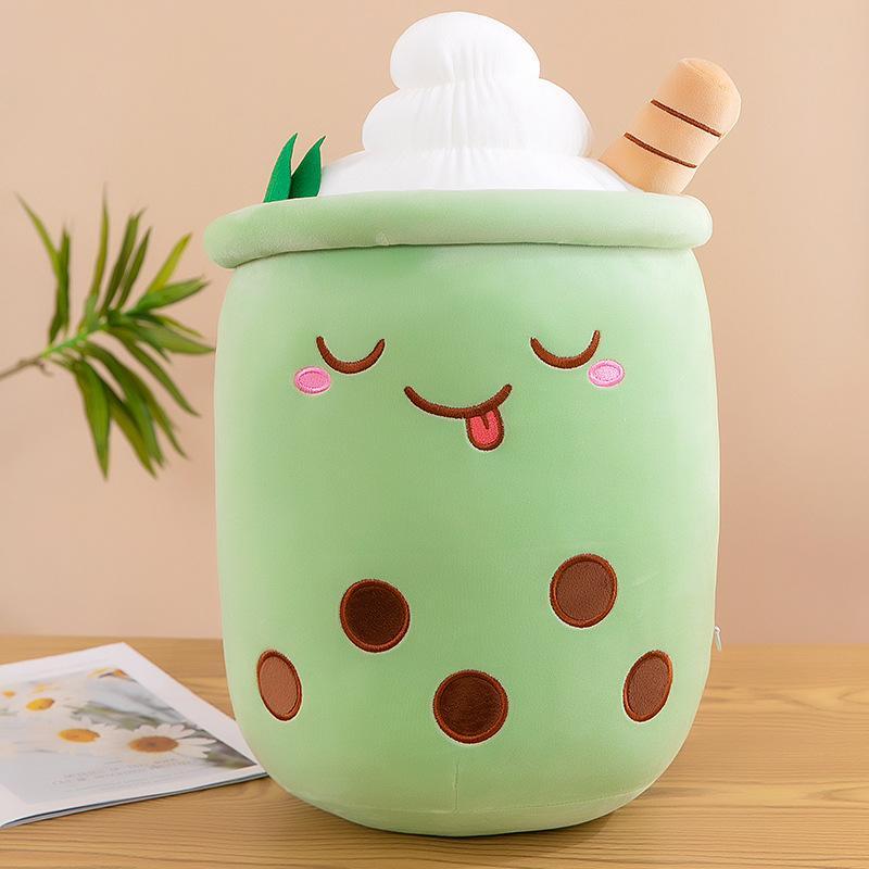 Cute Milk Tea Cup Design Plush Toy, Soft Stuffed Teacup Pillow, Bubble Stuffed Animal Plush, Kawaii Cartoon Stuffed Toy for Family and Friends, Home Decoration