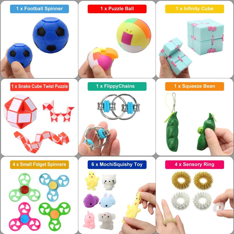 Fidget Simple Fidget Pack, 35pack Fidget Toys Set with Popping Fidget Sensory Toys for Kids and Adults Simple Fidget Stress Relief Kit Gift for Party Classroom Christmas Stocking sensory toy