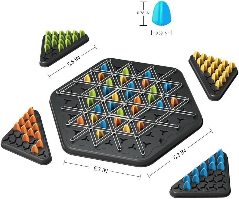 Chain Triangle Chess - Geometric Board Game for Family, 2-4 Players, Ideal for Family Nights