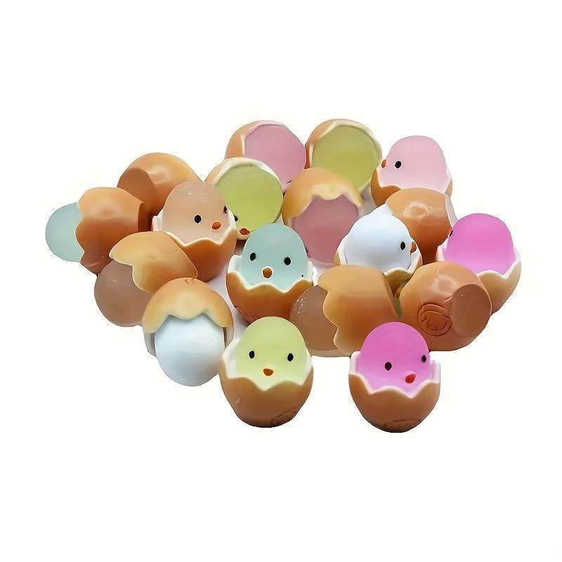 Random Color Mini Cartoon Animal Egg Shaped Resin Luminous Ornament, 10pcs 30pcs Cute Chicken Eggs Decorations, Diy Handicraft Accessories, Micro Landscape Decoration for Fish Tank Vase