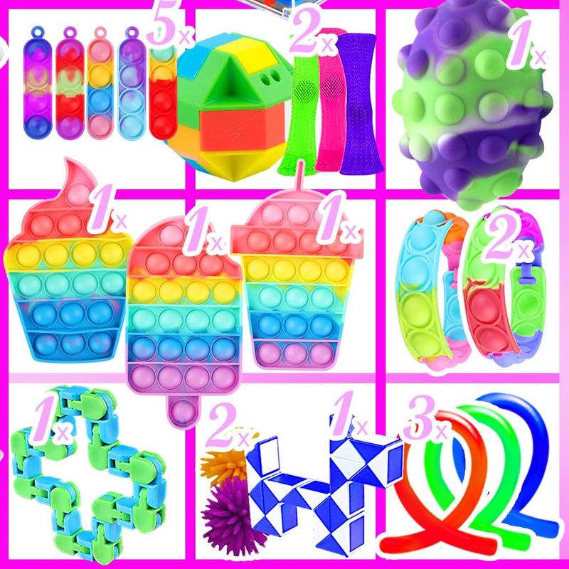 Fidget Toys, 50 Pack Sensory Toy Set Bulk Stocking Stuffers Carnival Treasure Box Classroom Prizes Gifts Party Favors for Kids Adults Boys Girls