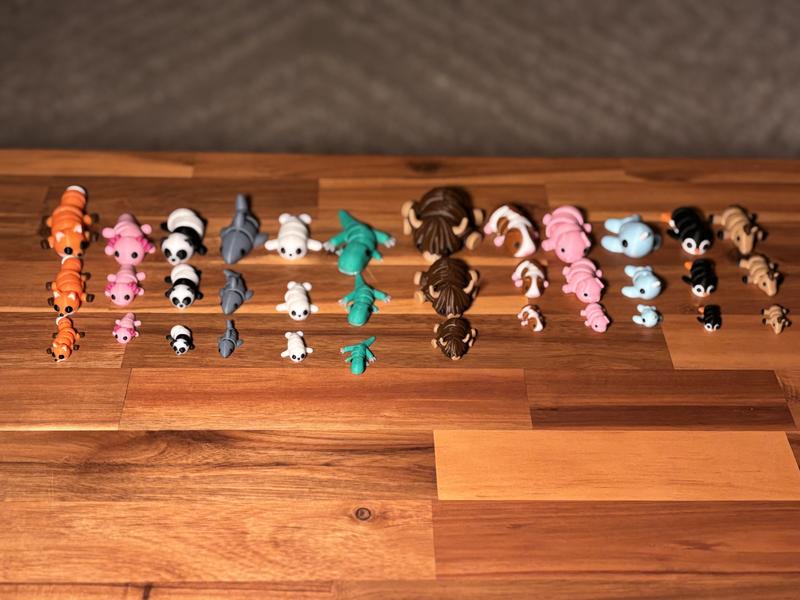 A Dozen Mini articulating 3d printed collectable animal figurines in various size options