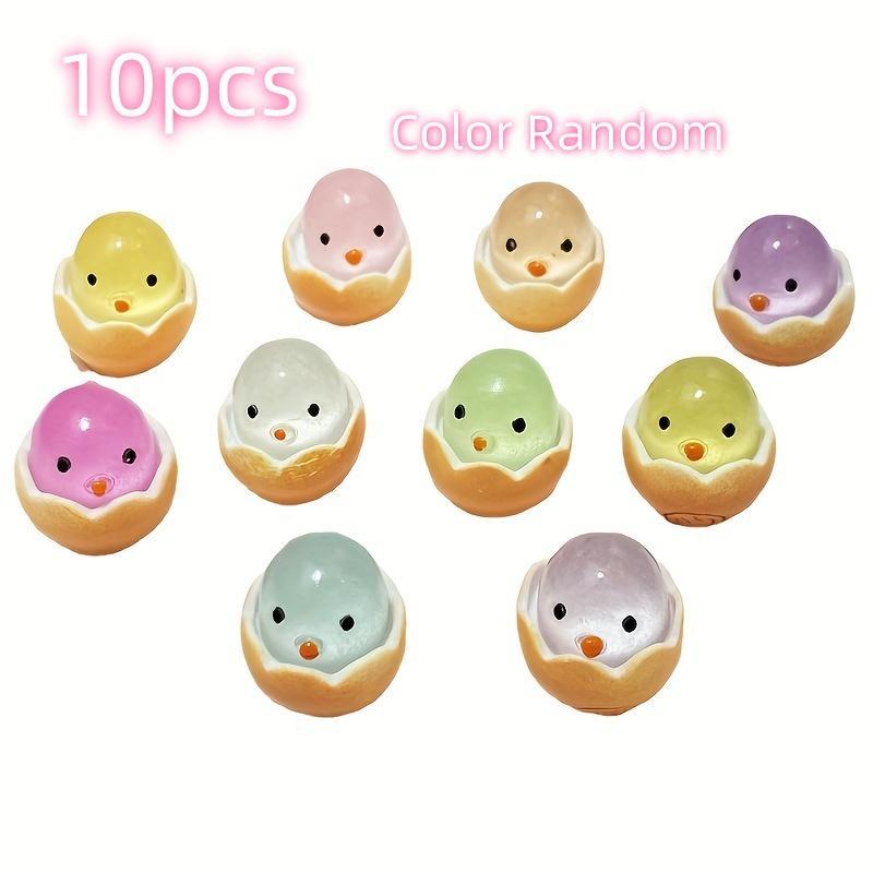 Random Color Mini Cartoon Animal Egg Shaped Resin Luminous Ornament, 10pcs 30pcs Cute Chicken Eggs Decorations, Diy Handicraft Accessories, Micro Landscape Decoration for Fish Tank Vase