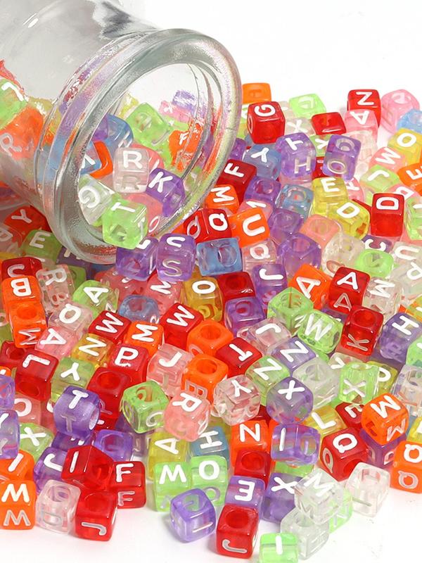 Random Letter Design Acrylic Bead, Fashionable Bead for DIY Necklace Bracelet Anklet Ring, DIY Jewelry Making Supplies for Women & Girls