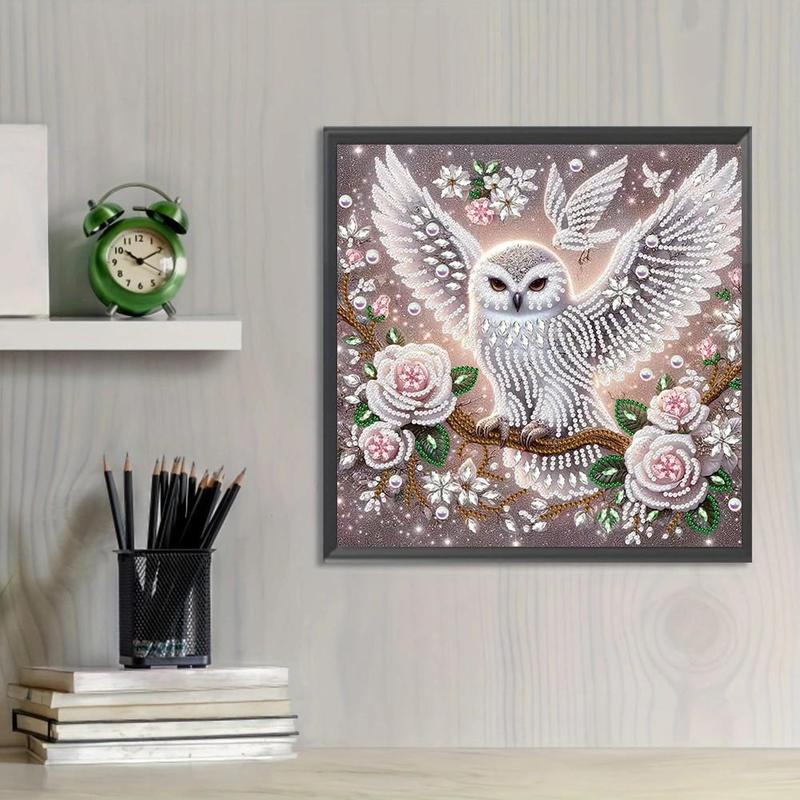 Flower & Owl Pattern Diamond Arts Colorful Painting Kit without Frame, DIY 5D Diamond Arts Crafts for Bedroom Home Wall Decor