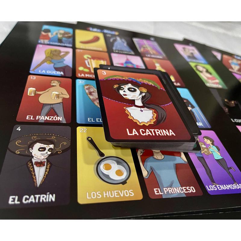 Juego de Lote-Rísa - Loteria Game with 10 Boards and a Deck with 54 Cards