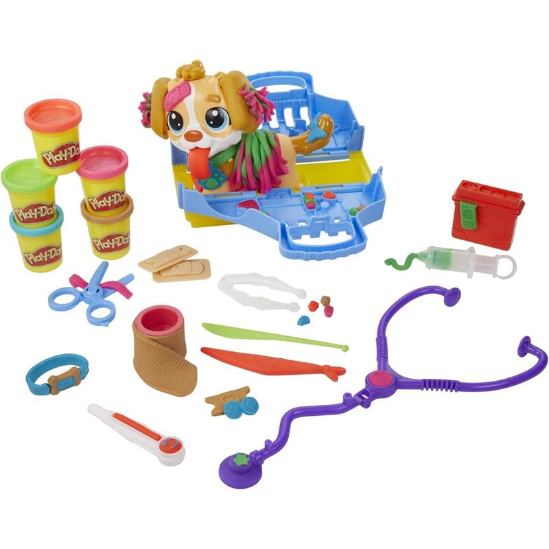 Play-Doh Care 'n Carry Vet Playset for Kids 3 Years and Up with Toy Dog, Storage, 10 Tools, and 5 Modeling Compound Colors, Non-Toxic