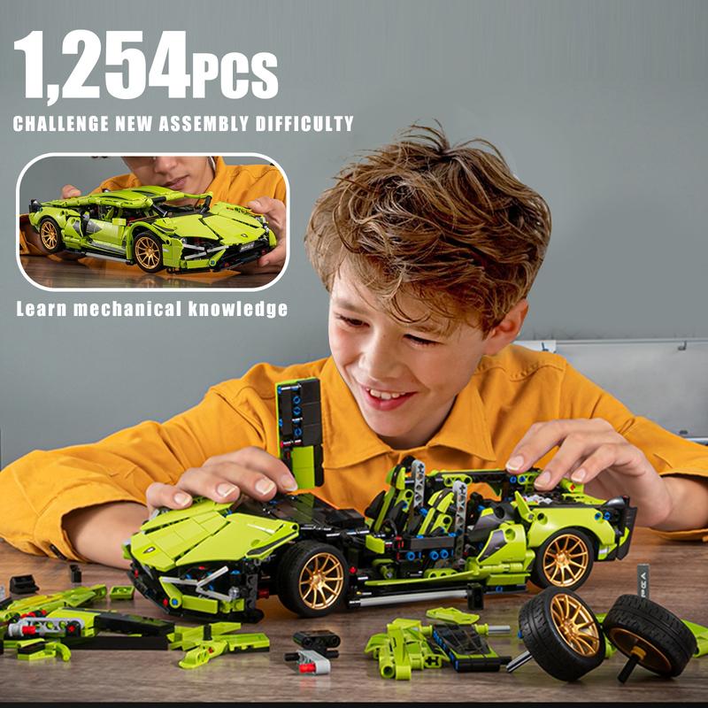 1254pcs Lamborghini Sports Car MOC Building Blocks and Engineering Construction Toy - Adult Collectible 1:14 Scale Race Car Model Kit