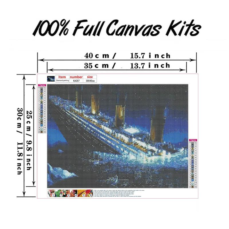 DIY Artificial Diamond Painting Kit, Steamship Pattern Wall Hanging Poster Without Frame, Wall Art Decor For Home Living Room Bedroom