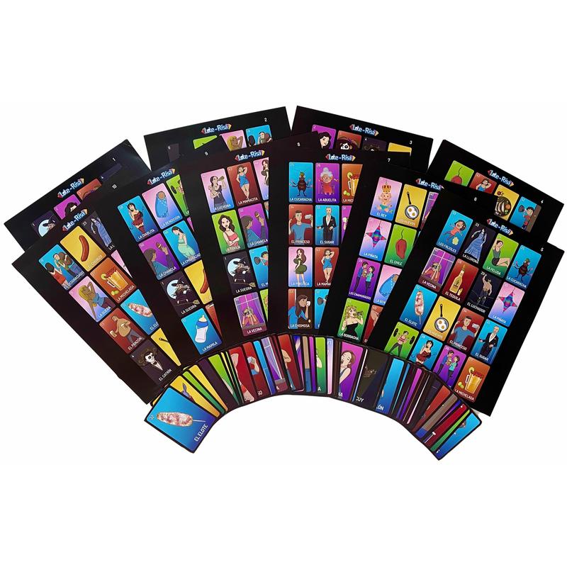 Juego de Lote-Rísa - Loteria Game with 10 Boards and a Deck with 54 Cards