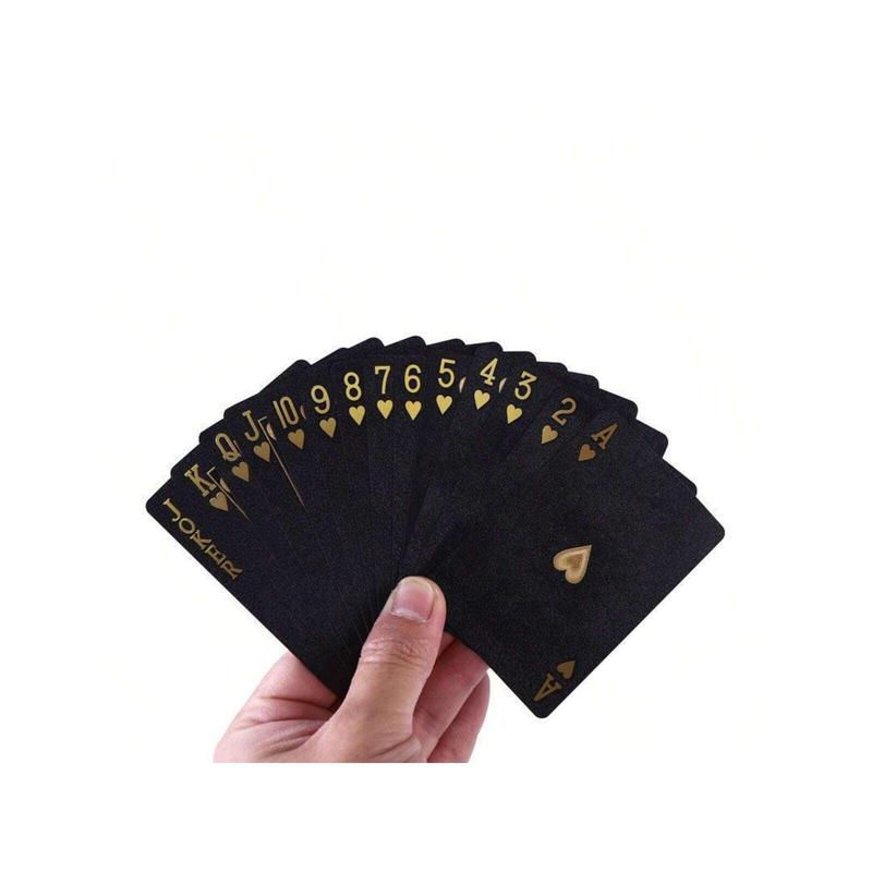 Premium Waterproof 24K Gold Playing Cards Set - Elegant Black & Gold Foil Plastic Poker Deck, Ideal for Magic Shows, Casino Games, Collections, and Festive Gifts (Valentine's, New Year's, Halloween, Christmas, Thanksgiving), Suitable for Adult Party Fun