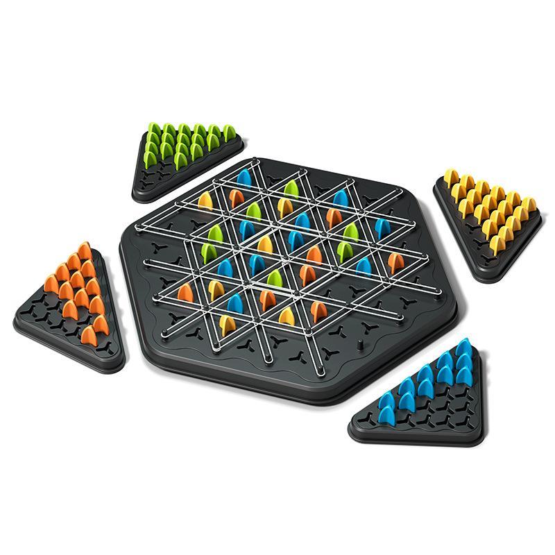 Chain Triangle Chess - Geometric Board Game for Family, 2-4 Players, Ideal for Family Nights