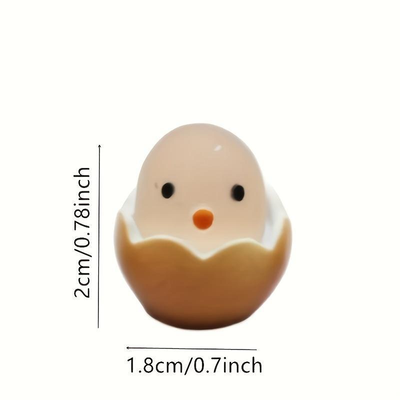 Random Color Mini Cartoon Animal Egg Shaped Resin Luminous Ornament, 10pcs 30pcs Cute Chicken Eggs Decorations, Diy Handicraft Accessories, Micro Landscape Decoration for Fish Tank Vase