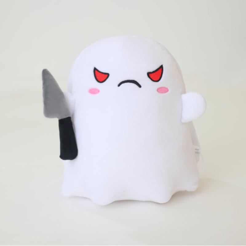 Reversible Boo Ghost Toy, Soft Plush Toy, Cute White Boo Ghost with Little Knife, Cute Halloween Gift for Boys and Girls