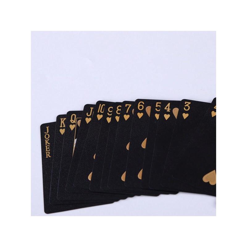 Premium Waterproof 24K Gold Playing Cards Set - Elegant Black & Gold Foil Plastic Poker Deck, Ideal for Magic Shows, Casino Games, Collections, and Festive Gifts (Valentine's, New Year's, Halloween, Christmas, Thanksgiving), Suitable for Adult Party Fun