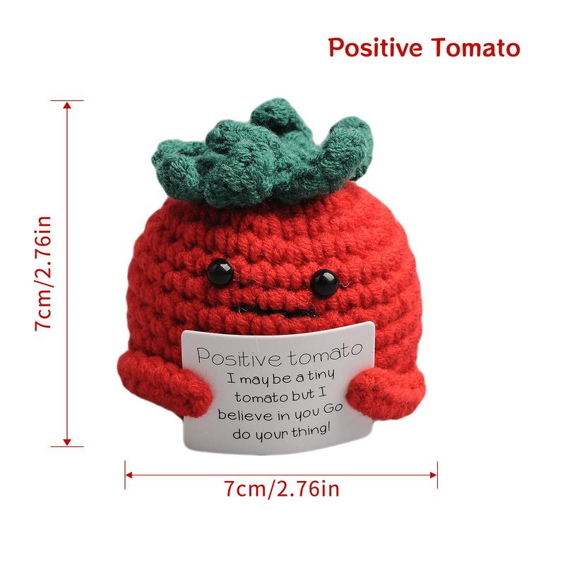 Positive Tomato Design Crochet Ornament, 1 Count Cute Creative Handmade Crochet Ornament, Home Decor for Living Room Bedroom Office