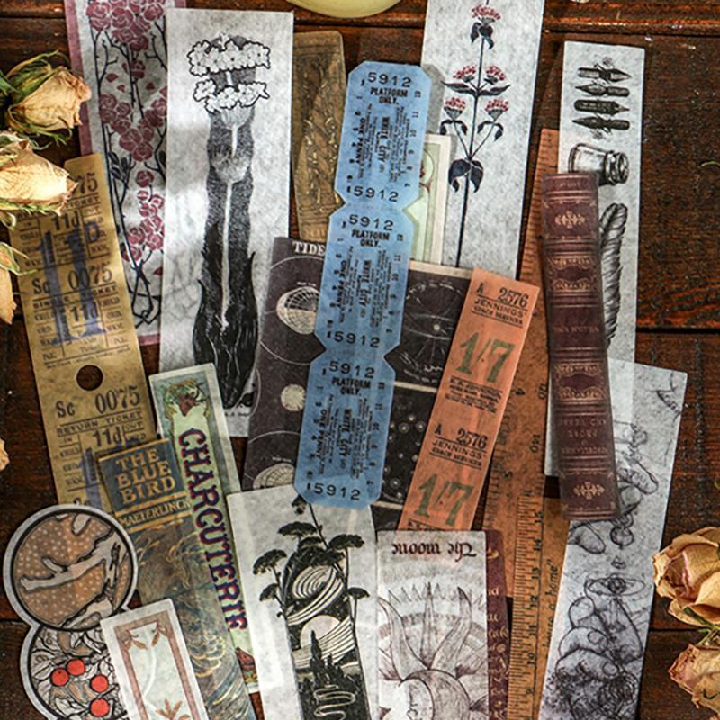 Vintage Washi Sticker, 40 Sheets set Antique Decals for Scrapbooking & Stamping, DIY Aesthetic Stickers for for Journaling Supplies, Gift Wrapping, Photo Albums Cards Diy Projects