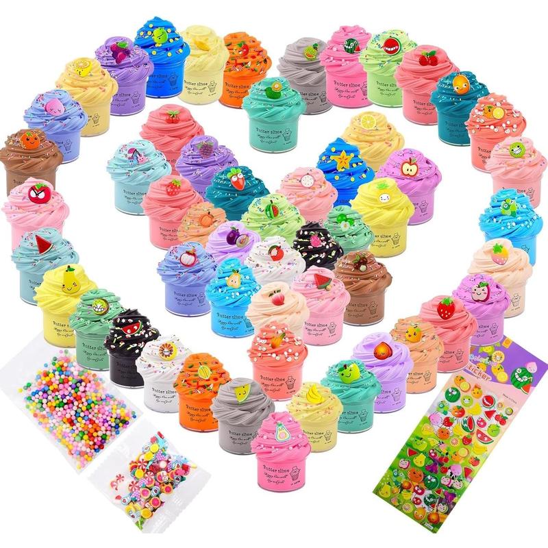 Slime Kit with 54 Pack Mini Butter Slime, Non-Sticky and Super Soft, for Girls 10-12, Fruit Slime Party Favors Kids, Birthday Gift, DIY Putty Toy Boys