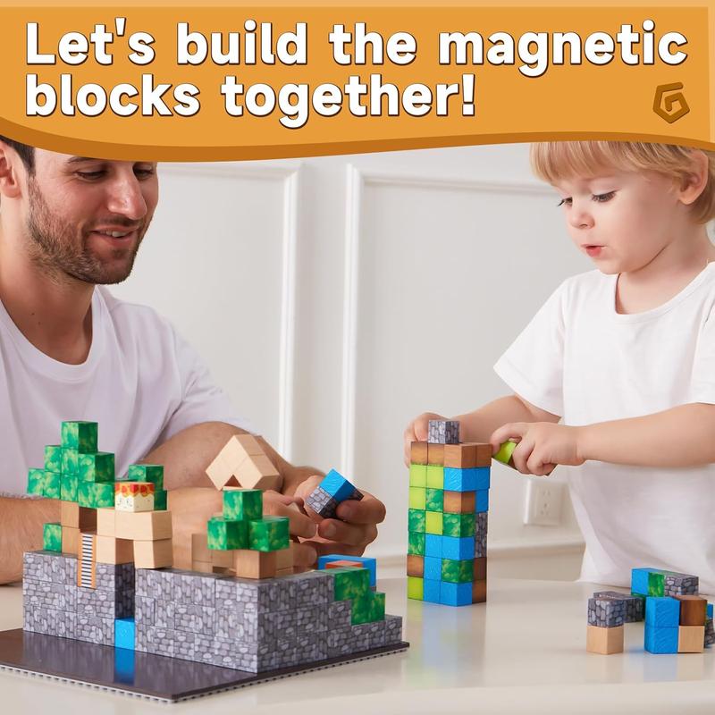 LVHERO Magnetic Blocks- 48PCS Magnetic Tiles Kids Building Blocks Toddler Toys STEM Sensory Magnet Construction Toys for 3+ Year Old Boys & Girls Christmas Birthday Gift