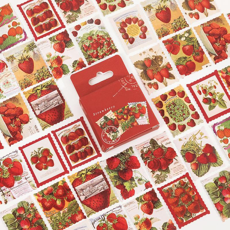 Strawberry Pattern Sticker (46sheets box), Self Adhesive Decorative Stickers, DIY Decals for Phone Case, Scrapbooking, Journal Making, Gift Wrapping