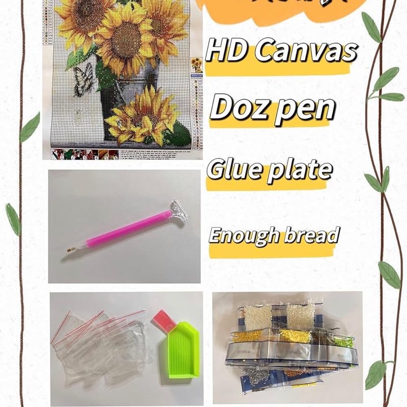 5D Diamond Painting Kits for Adults Beginners Full Drill Sunflowers DIY Diamond Art Kits Paint with Gem Art for Home Wall Decor 15.8inch*11.8inch 30cm*40cm