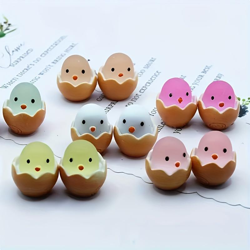 Random Color Mini Cartoon Animal Egg Shaped Resin Luminous Ornament, 10pcs 30pcs Cute Chicken Eggs Decorations, Diy Handicraft Accessories, Micro Landscape Decoration for Fish Tank Vase