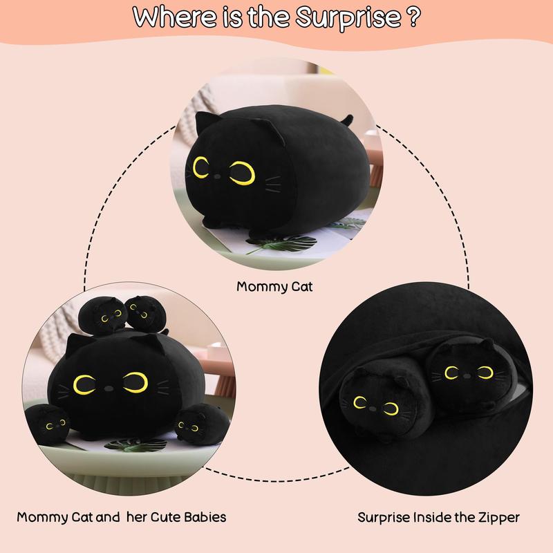 5 in 1 Cat Design Plush Toy, 1 Set Cute Stuffed Mommy Cat Toy with Babies Cat in Her Tummy, Cat Baby Stuffed Animals Toy, Home Bed Decorations, Summer Gift, Kreeptures Plushies Toy