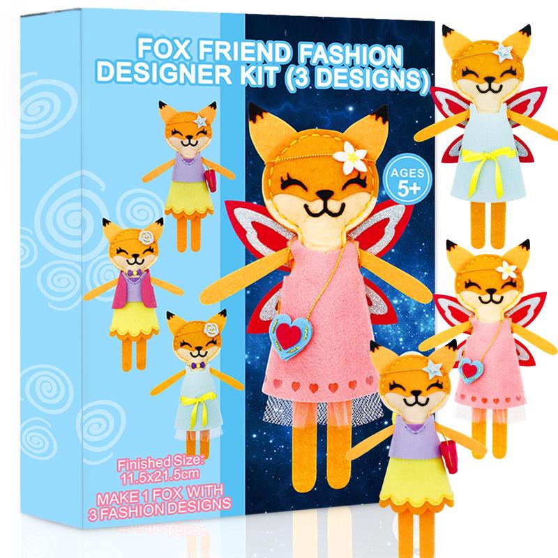 3pcs set Cartoon Fox Design Sewing Kit, DIY Handmade Embroidery Set, Creative Gift for Birthday & Holidays