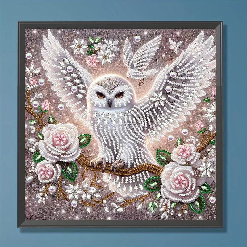 Flower & Owl Pattern Diamond Arts Colorful Painting Kit without Frame, DIY 5D Diamond Arts Crafts for Bedroom Home Wall Decor