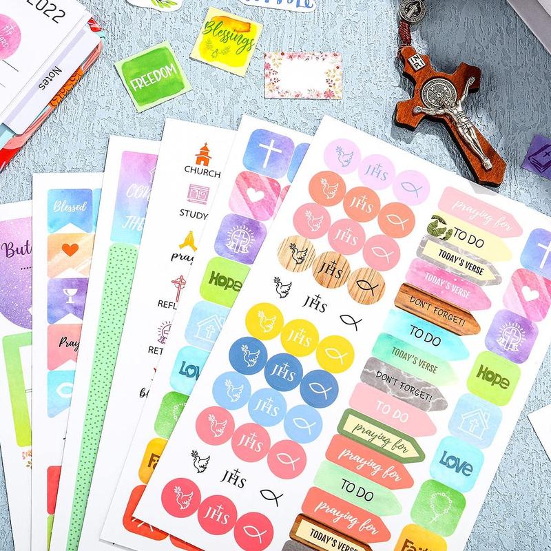 Bible Stickers Set Christian Stickers Aesthetic Annotation Kit Bible Verse Decorative for Room Inspirational Quotes Sticker DIY Creative Planner Stickers Motivation Scripture Sticker Christian Scrapbook Stickers for Journaling