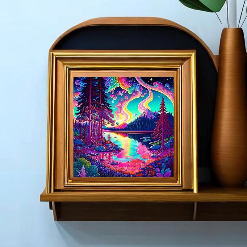 Colorful Landscape Pattern DIY Diamond Art Painting Without Frame, DIY 5D Diamond Arts Painting Kit, Wall Art Decor For Home Living Room Bedroom