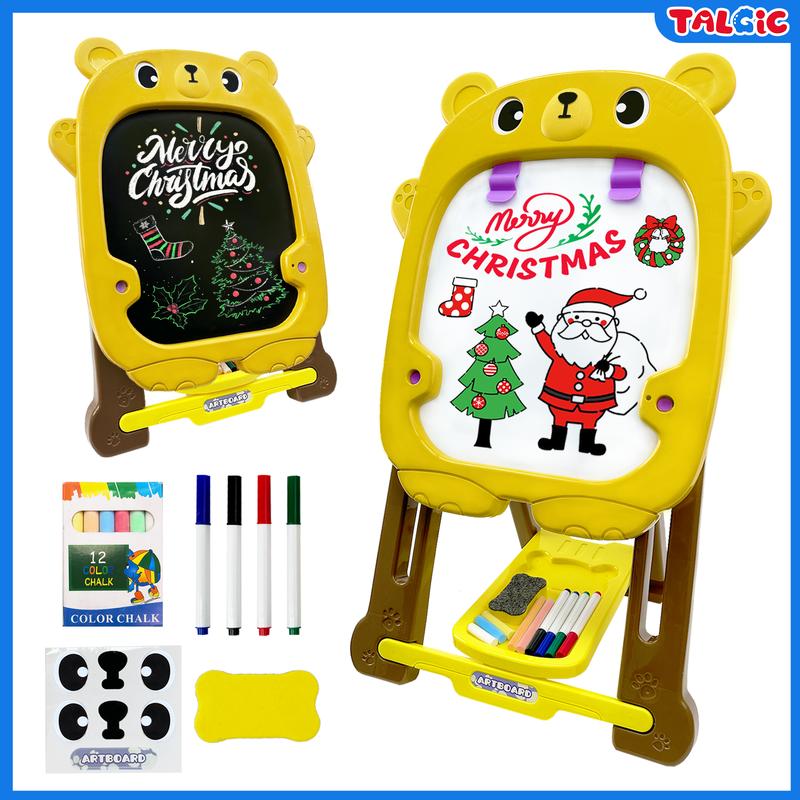 TALGIC Easel Board for Kids with Chalk Board and Dry Erase Easel, Easel for Ages 3-8, Educational and Popular Gift Toys for Girls and Boys