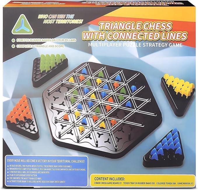 Chain Triangle Chess - Geometric Board Game for Family, 2-4 Players, Ideal for Family Nights