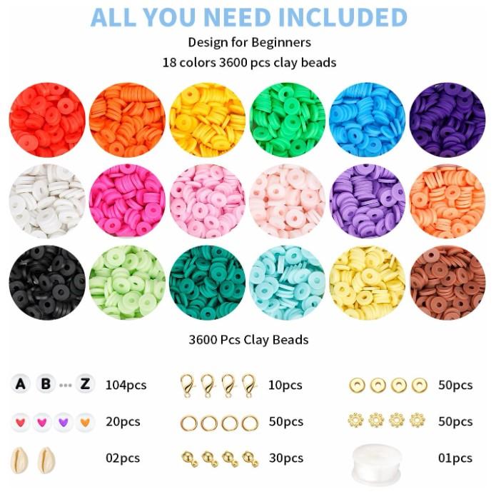 Clay Beads Bracelet Making Kit for Beginner, 4000Pcs Preppy Clay Beads for Bracelet Jewelry Making, Friendship Bracelets DIY Arts and Crafts Gifts for Kids Age 6-12