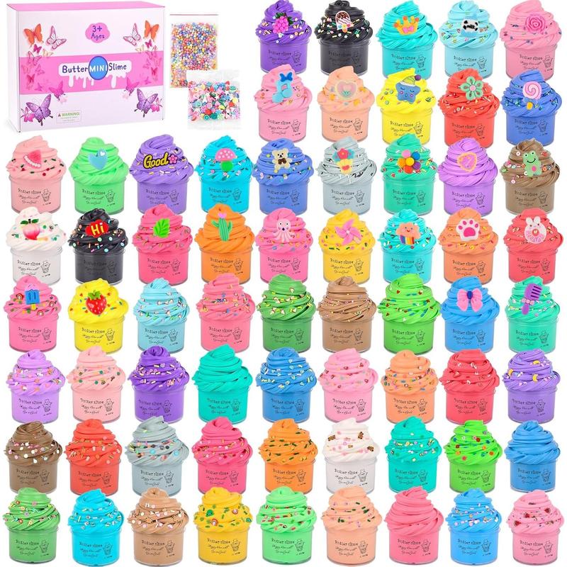 Slime Kit with 54 Pack Mini Butter Slime, Non-Sticky and Super Soft, for Girls 10-12, Fruit Slime Party Favors Kids, Birthday Gift, DIY Putty Toy Boys