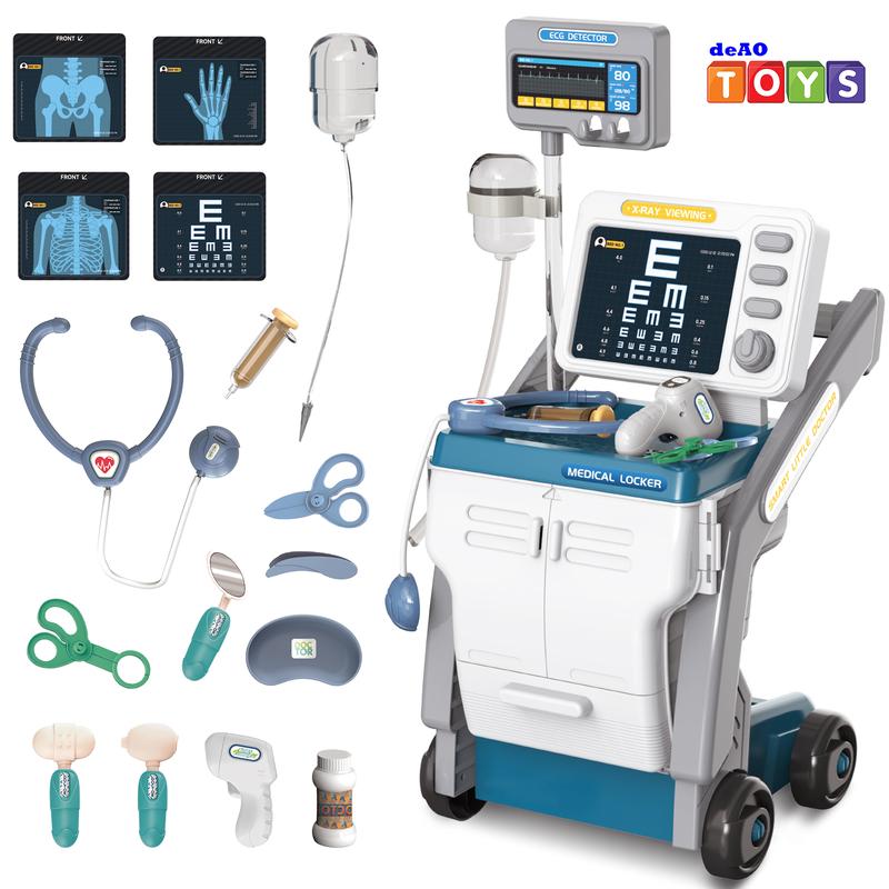 deAO Toys Doctor Kits,Pretend Medical Station Set,Role Play Set,16 PCS Medical Kit Toy with Sound and Light Functions Doctor Roleplay