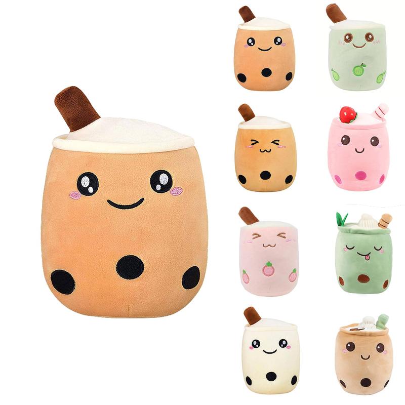 Cute Milk Tea Cup Design Plush Toy, Soft Stuffed Teacup Pillow, Bubble Stuffed Animal Plush, Kawaii Cartoon Stuffed Toy for Family and Friends, Home Decoration