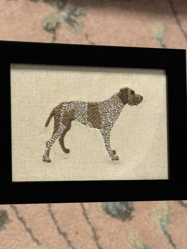 German Pointer Machine Embroidered and Framed! Other Breeds and Designs Available!