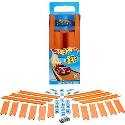 Hot Wheels Track Builder Straight Track with Car, 15 Feet - Styles May Vary BHT77