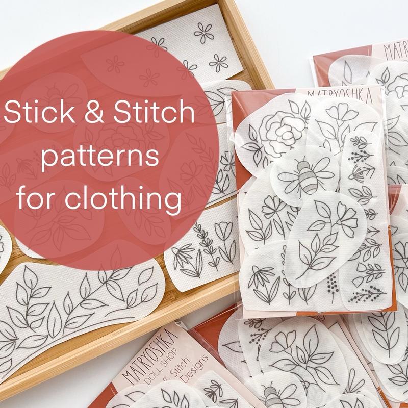 Stick & Stitch Embroidery Patterns for Clothing, Embroidery Wash-Away Transfers craft kit