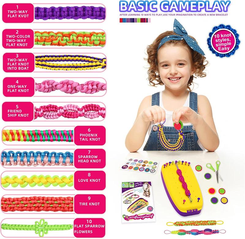 Friendship Bracelet Making Kit Toys, Ages 7 8 9 10 11 12 Year Old Girls Gifts Ideas, Birthday Present for Teen Girl, Arts and Crafts String Maker Tool, Bracelet DIY, Kids Travel Activity Set