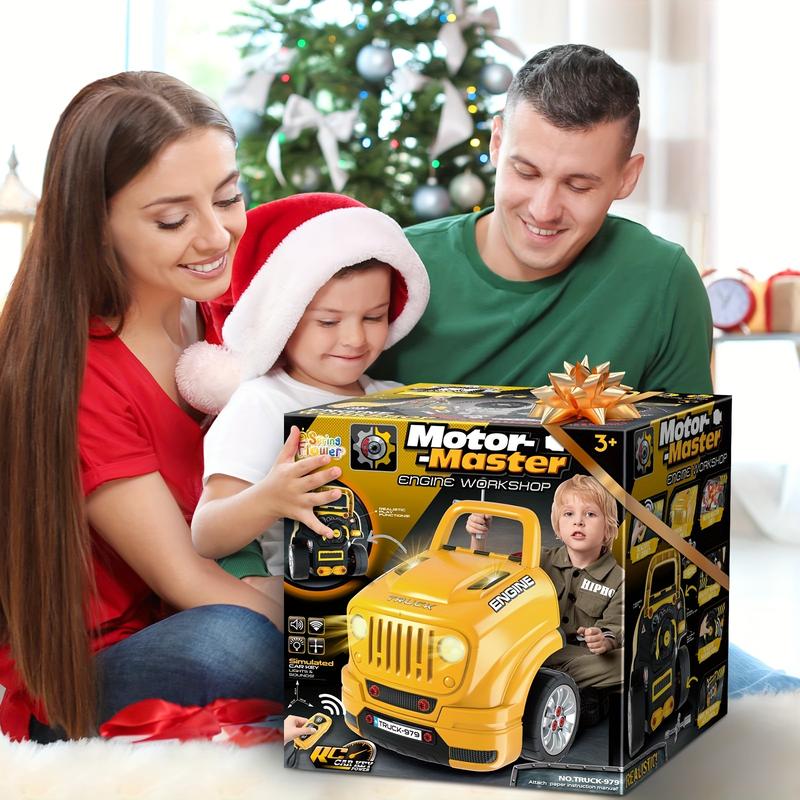 Large Truck Engine Toy, Kids Mechanic Repair Set for 3-5 Yr Toddlers, Big Builder Kit, Take Apart Motor Vehicle Pretent Play Car Service Station, Gifts 4 6 7 8 Year Old Boy Child