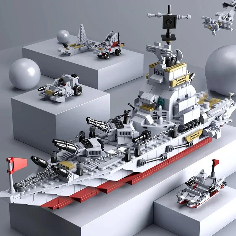 980PCS Military 8 IN 1 Army Ocean Cruiser Warship Building Blocks Aircraft Weapon Ship Bricks City Toys for Children gift