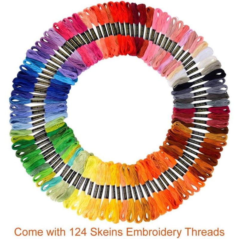 124 Skeins Embroidery Floss Cross Stitch Thread with Needles