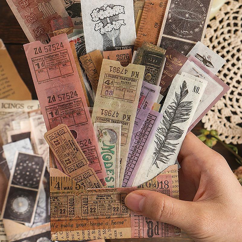 Vintage Washi Sticker, 40 Sheets set Antique Decals for Scrapbooking & Stamping, DIY Aesthetic Stickers for for Journaling Supplies, Gift Wrapping, Photo Albums Cards Diy Projects